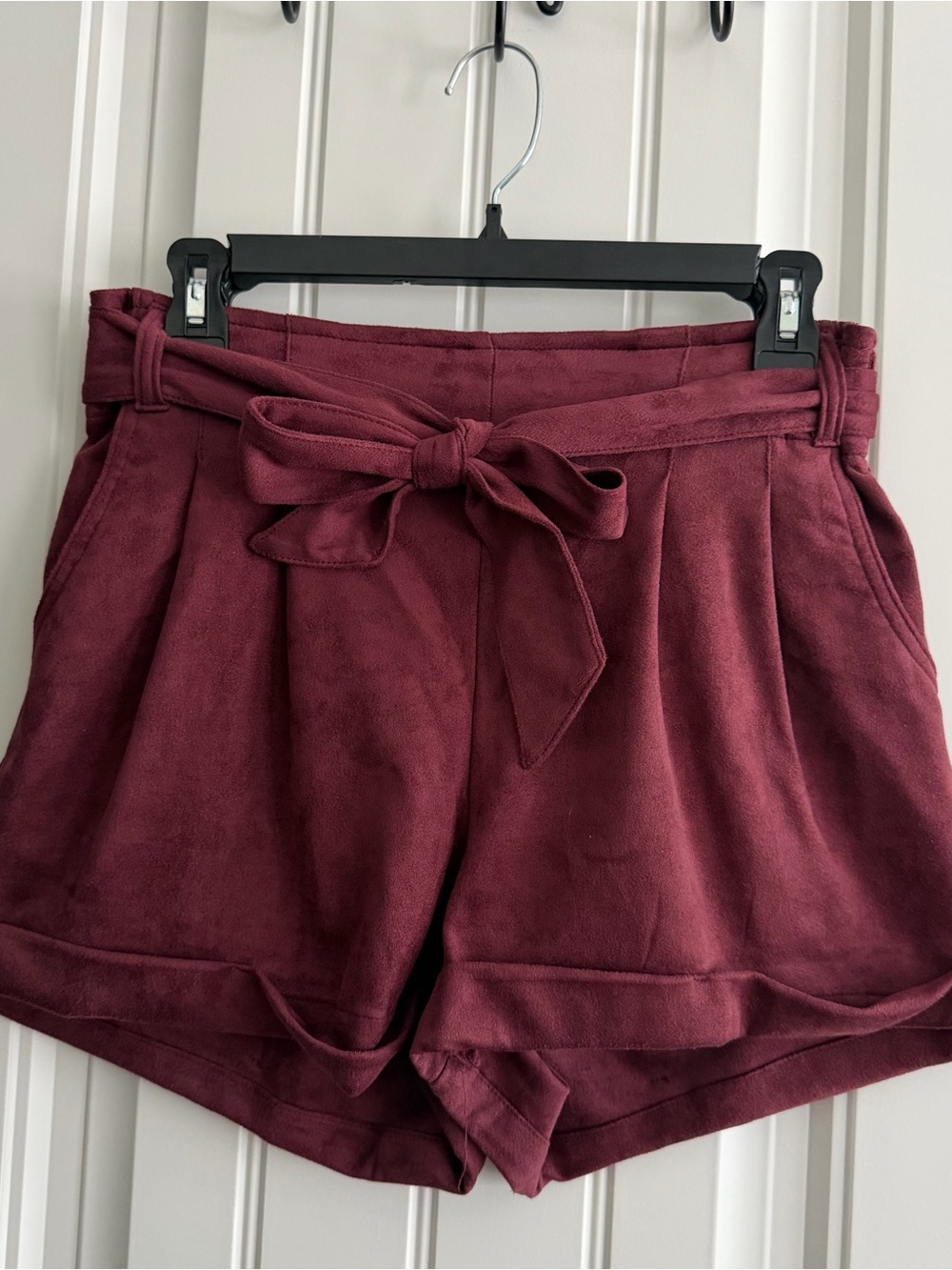 Tie-Belt Women's Faux Suede Shorts